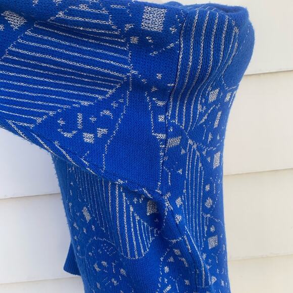 Vintage 90s blue abstract geometric sweater MEDIUM? - Picture 3 of 4